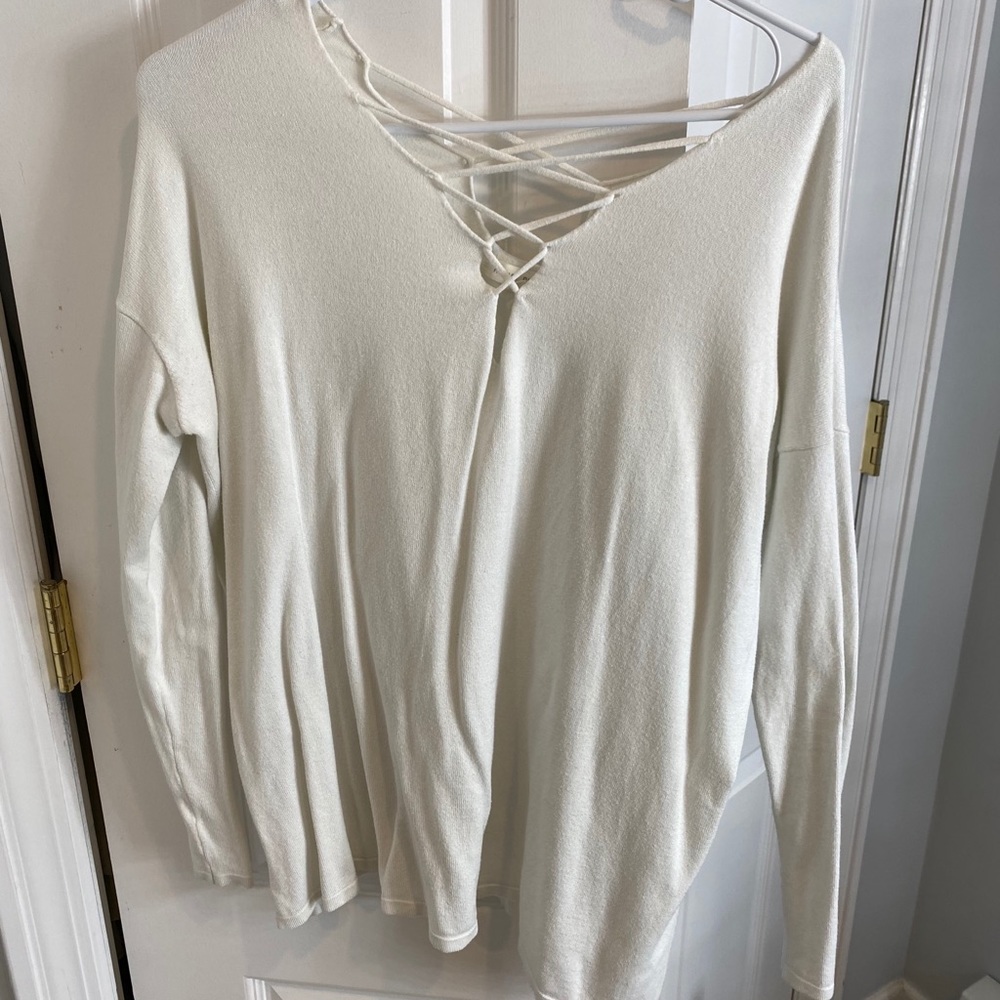 White Criss Cross Honey Punch Sweater